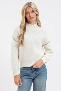 Neutral Exposed Seam Sweater