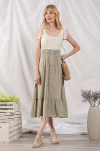 Light Olive Button Down Midi Dress