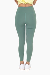 Laser-Cut and Bonded Essential Foldover Leggings in Dark Basil