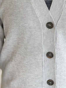 Classic Viscose Button Up V-Neck Cardigan in Grey