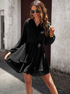 Own the Night Black Long Sleeve Mini Dress