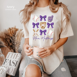 Comfort Colors Mustangs Baseball & Bows Tee