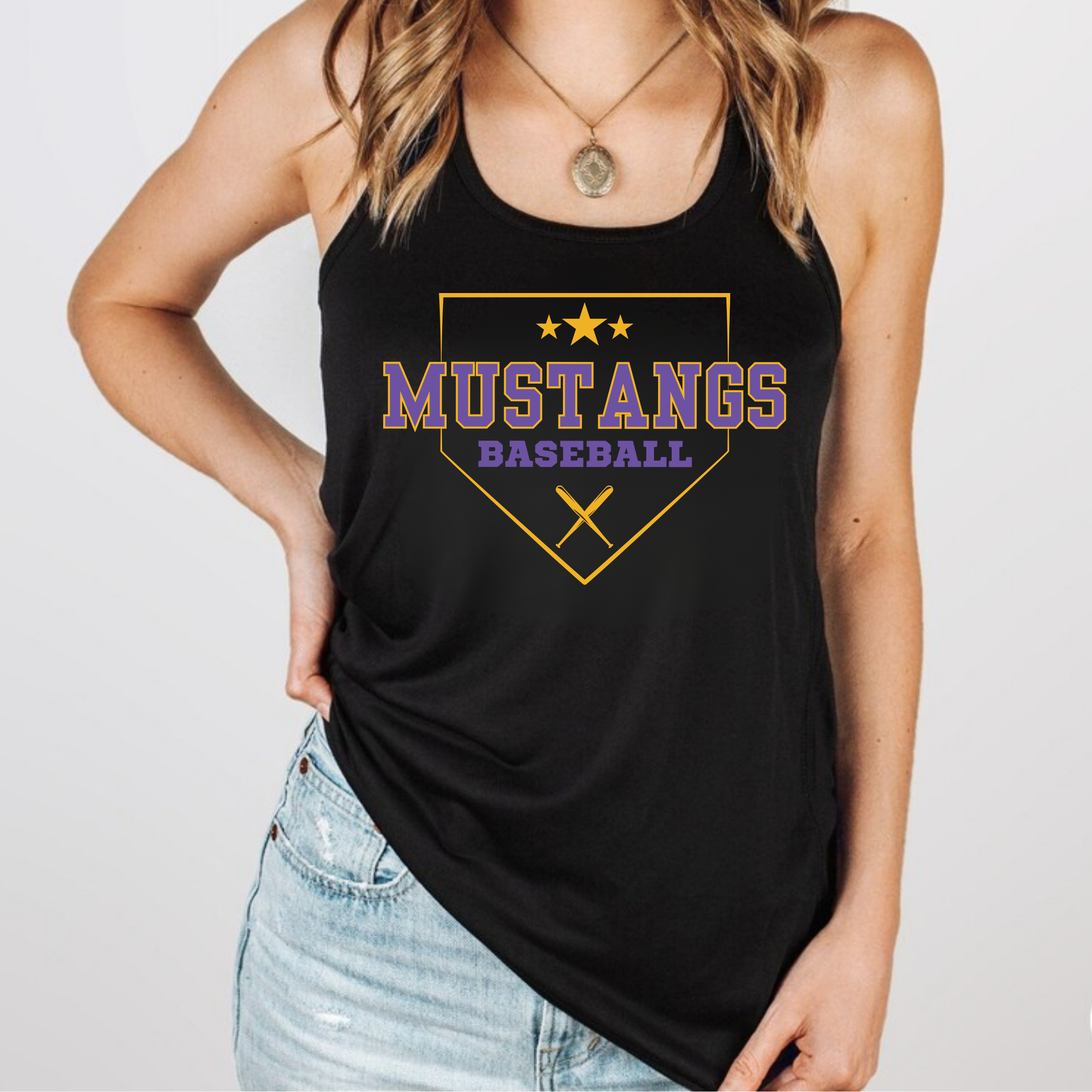 Mustangs Baseball Flowy Racerback Tank
