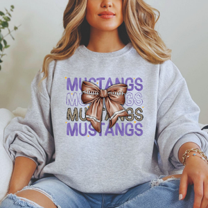 Gildan Softstyle Mustangs Watercolor Football Bow Sweatshirt