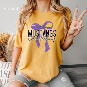 Comfort Colors Mustangs Cheerleading Bow Tee