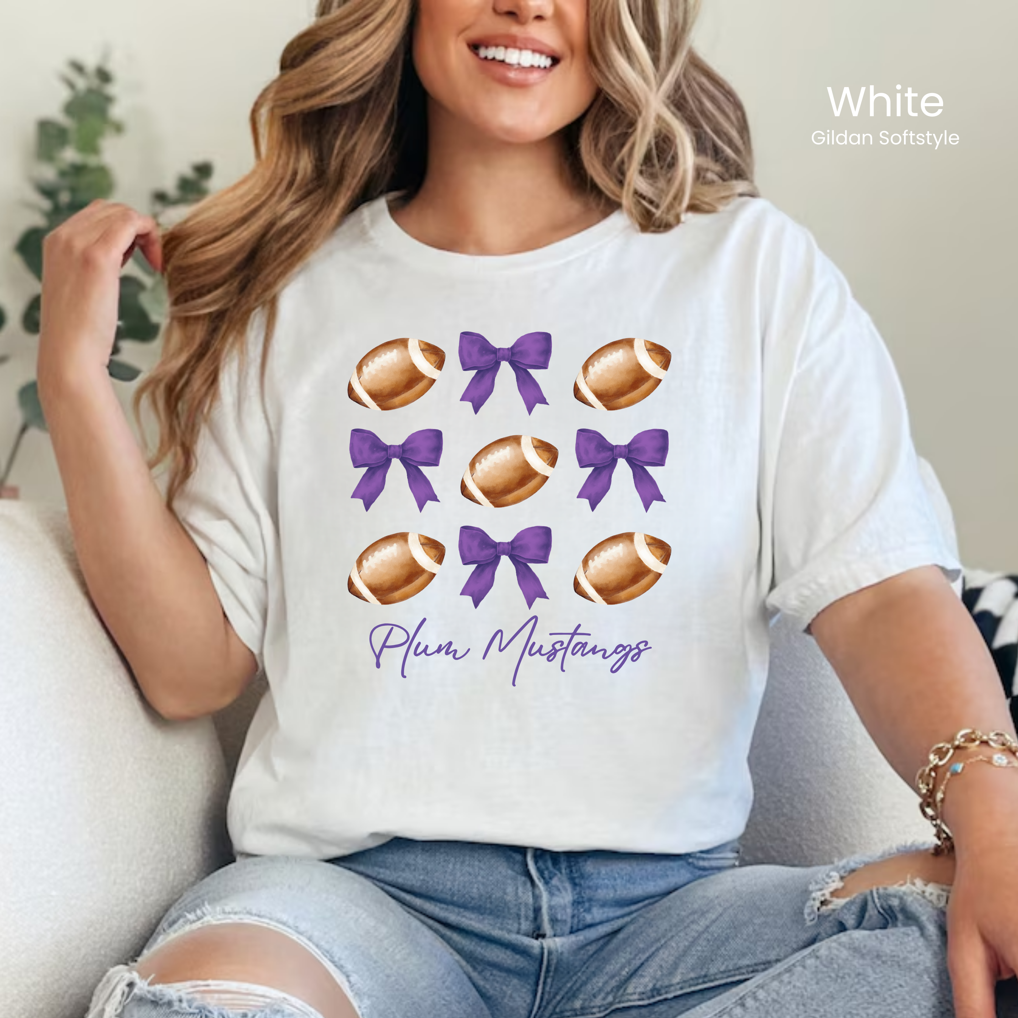 Gildan Softstyle Mustang Footballs & Bows Tee