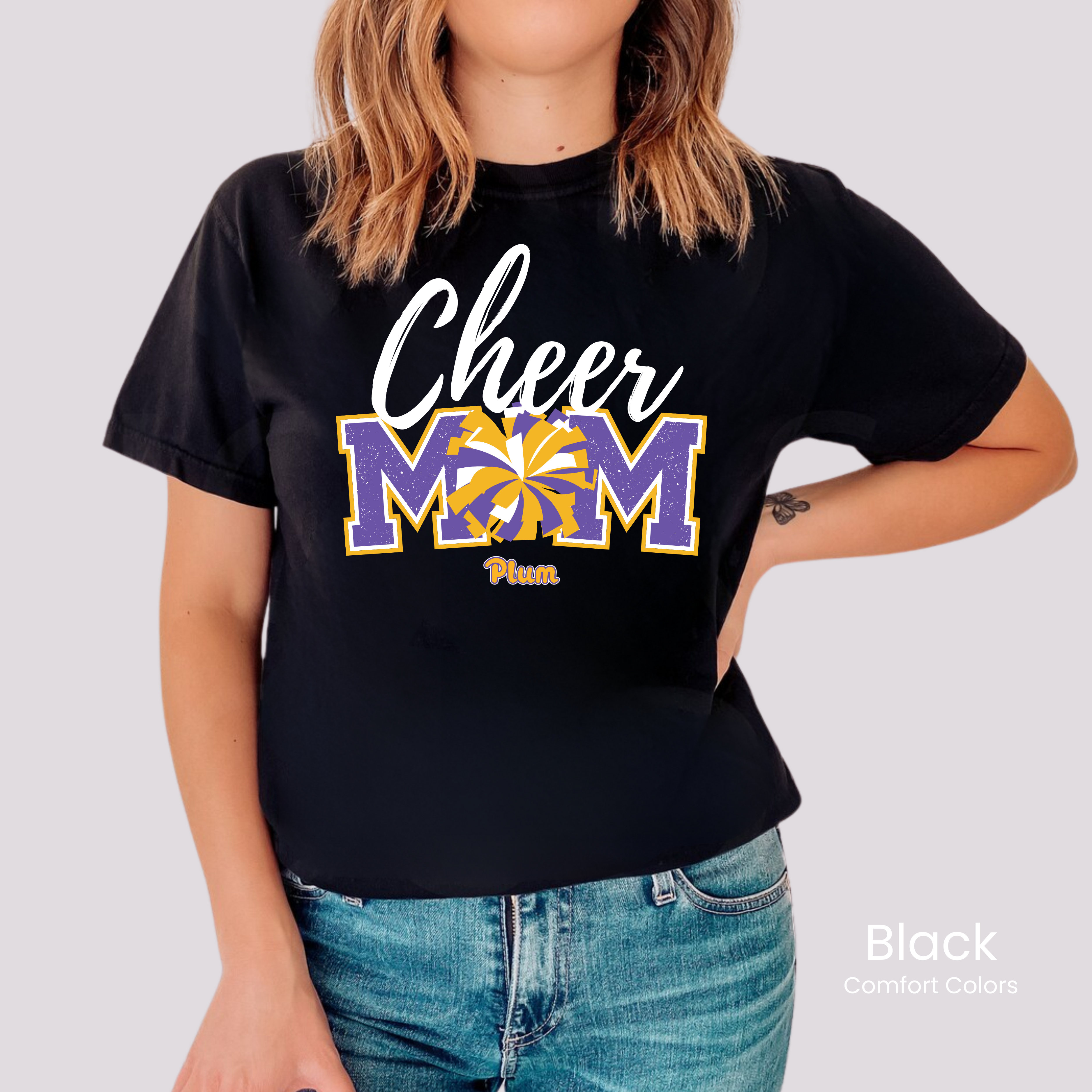 Comfort Colors Boxy Crop Plum Cheer Mom Tee