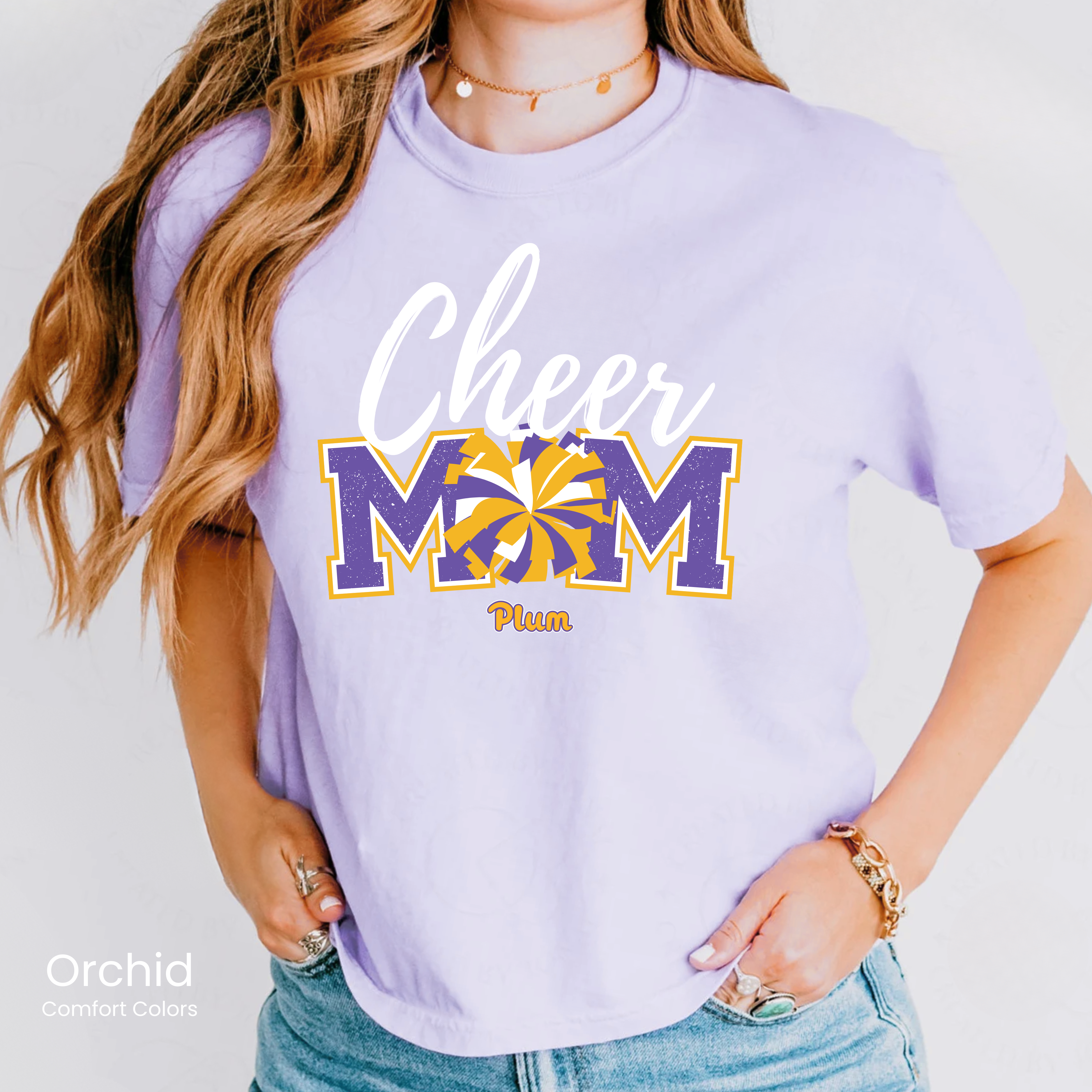 Comfort Colors Boxy Crop Plum Cheer Mom Tee