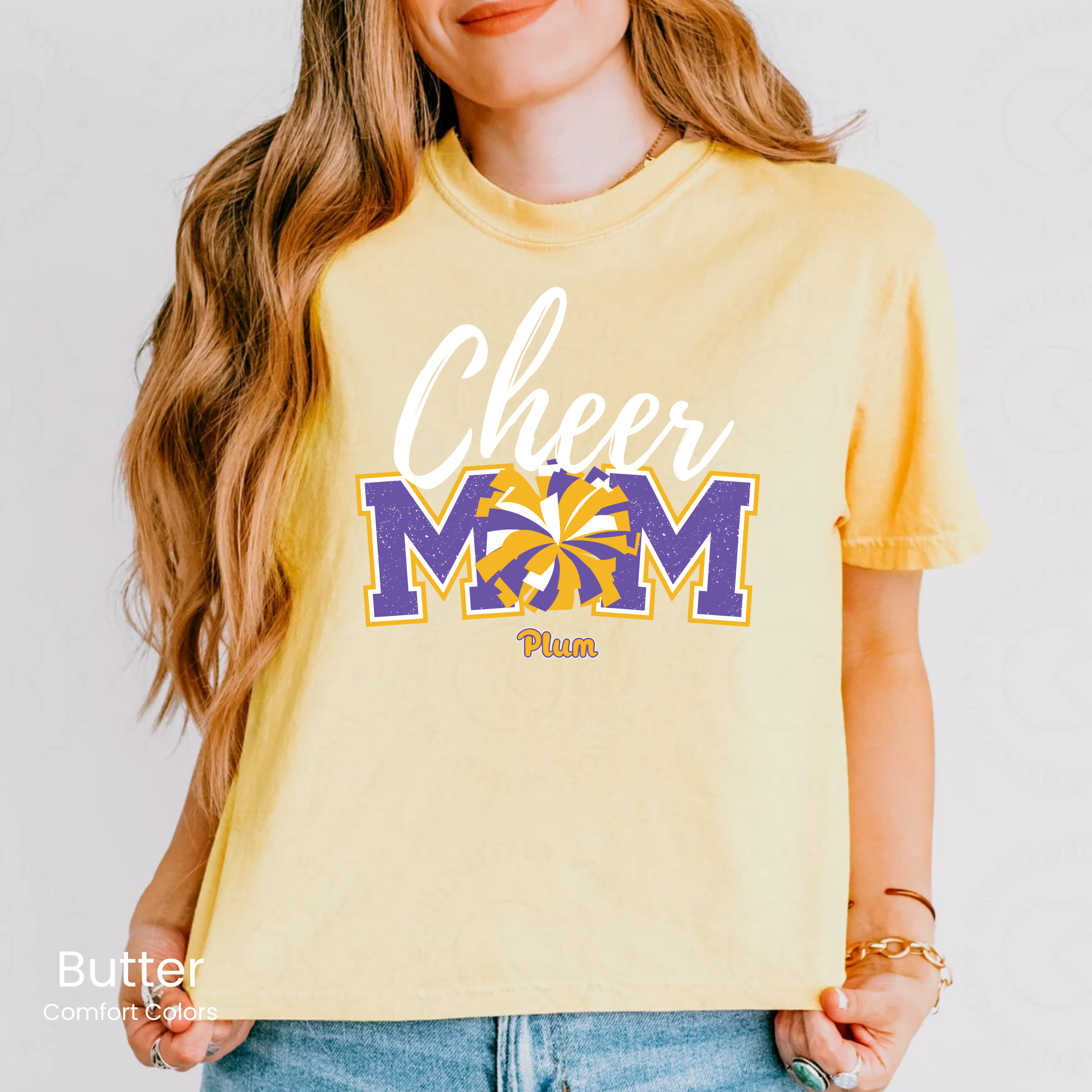Comfort Colors Boxy Crop Plum Cheer Mom Tee