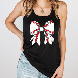Baseball Bow Flowy Racerback Tank