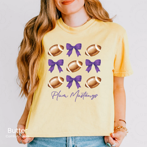 Comfort Colors Boxy Crop Mustang Footballs & Bows Tee