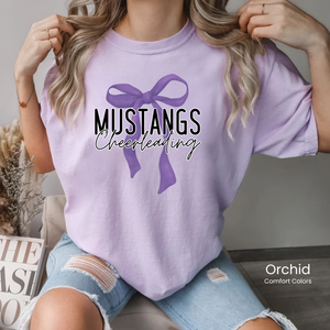 Comfort Colors Mustangs Cheerleading Bow Tee