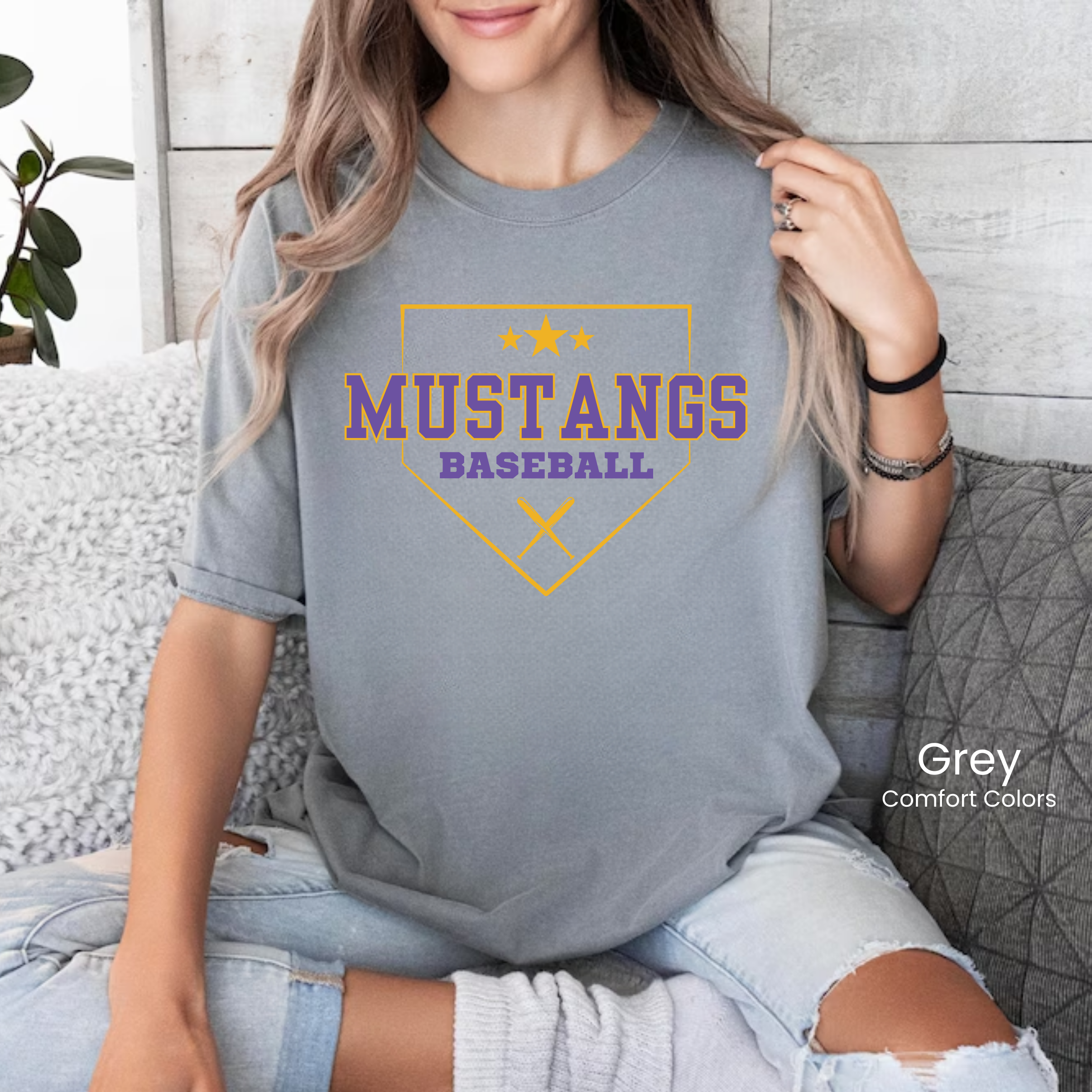 Comfort Colors Mustangs Baseball Tee