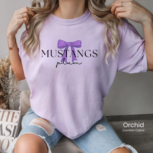 Comfort Colors Plum Mustangs Bow Tee