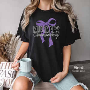 Comfort Colors Mustangs Cheerleading Bow Tee