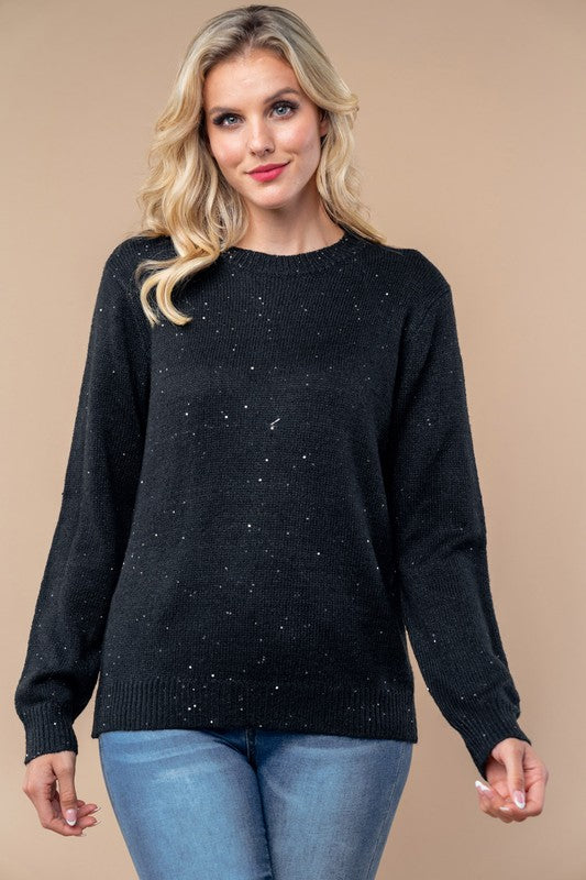 Midnight Spark Sequin Knit Sweater