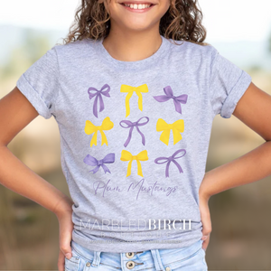 Youth Plum Mustang Bows Tee