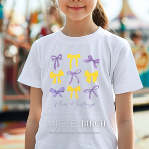 Youth Plum Mustang Bows Tee