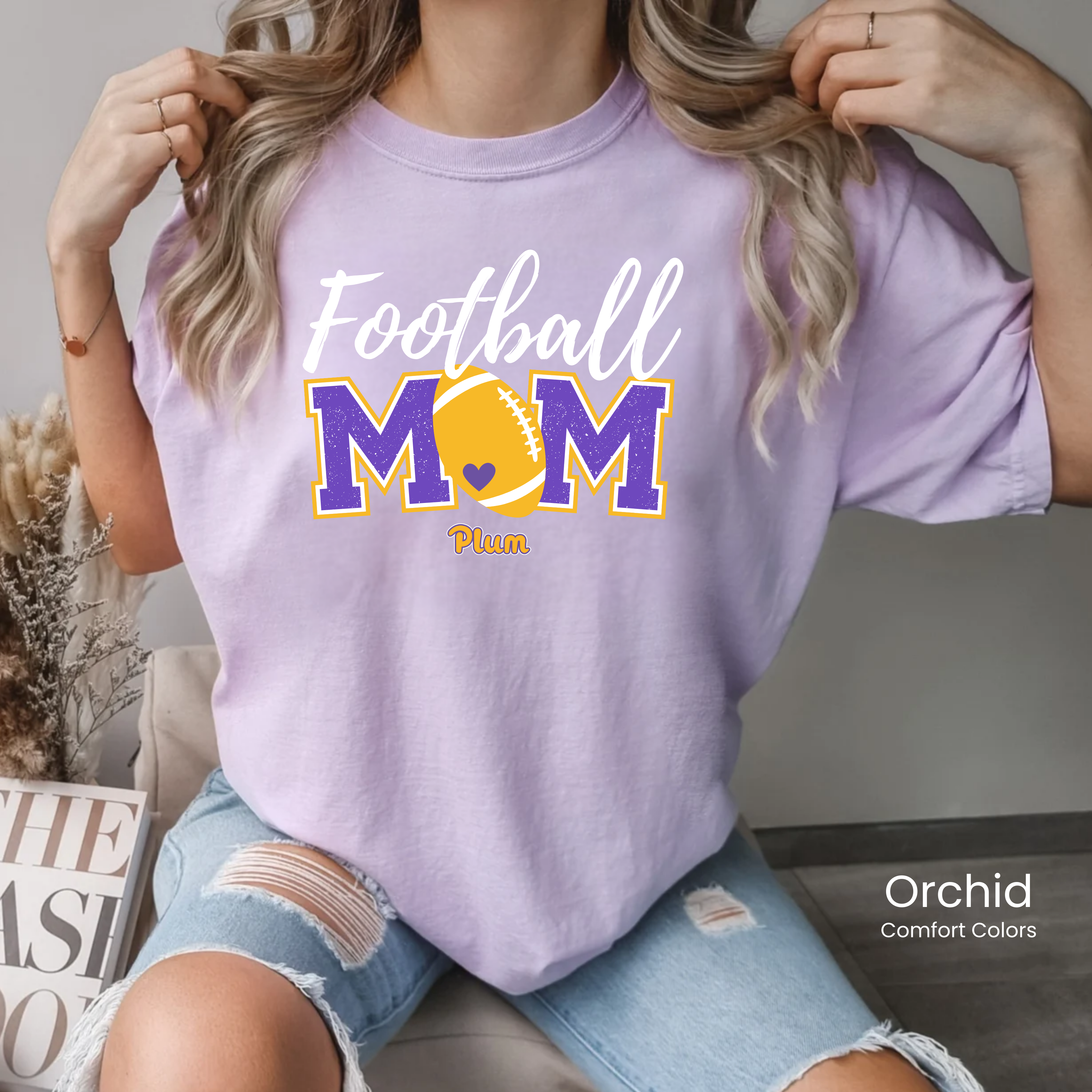 Comfort Colors Plum Football Mom Tee