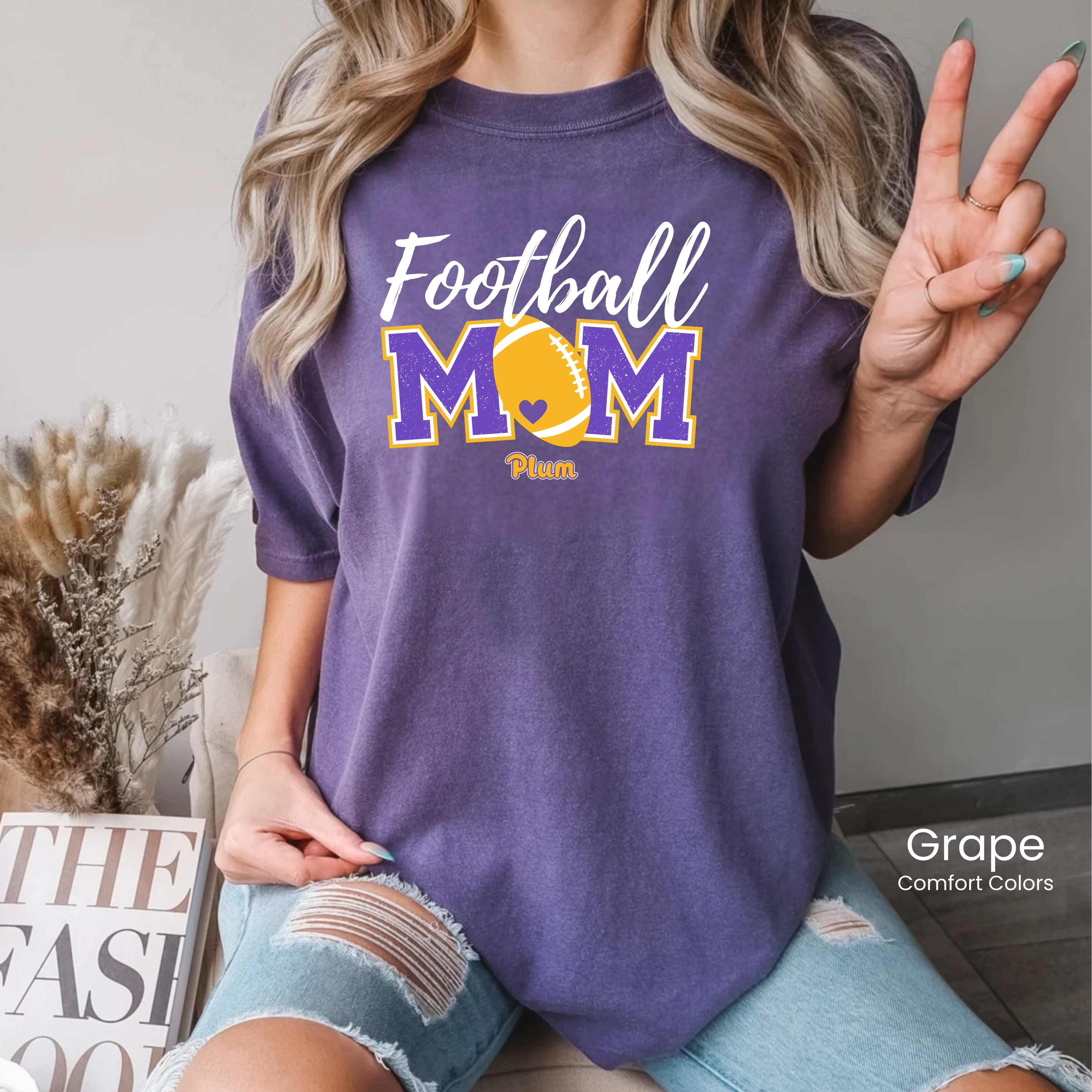 Comfort Colors Plum Football Mom Tee