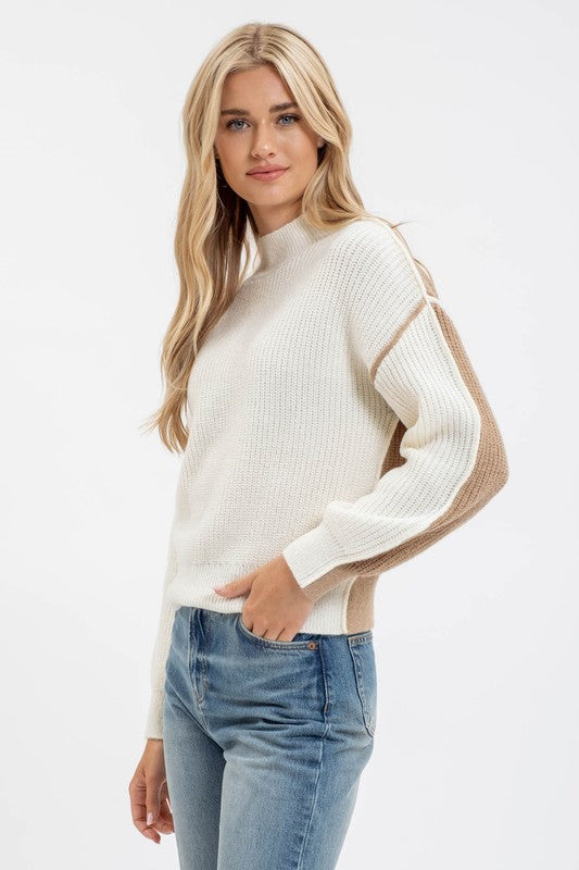 Neutral Exposed Seam Sweater