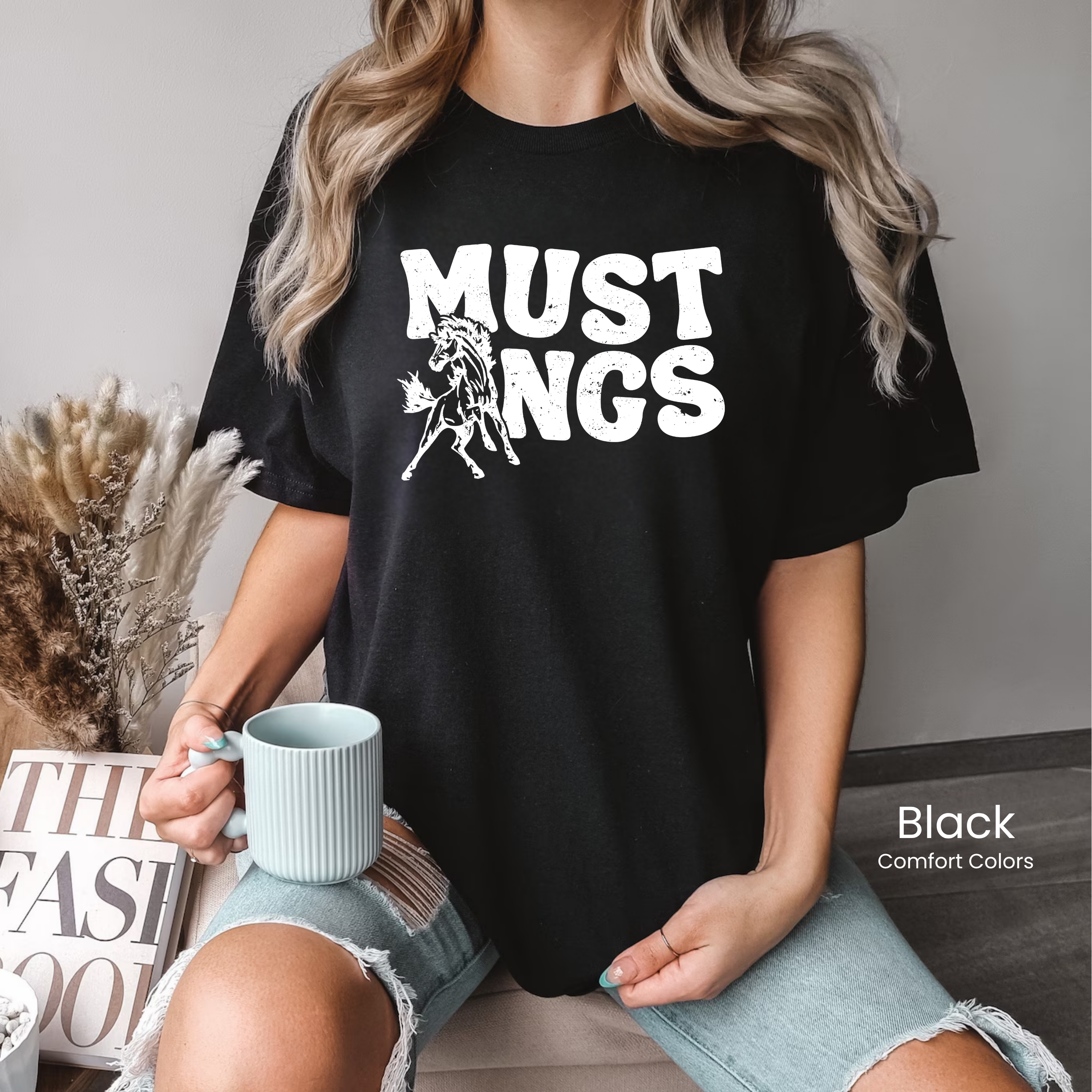 Comfort Colors White Groovy Mustangs Tee