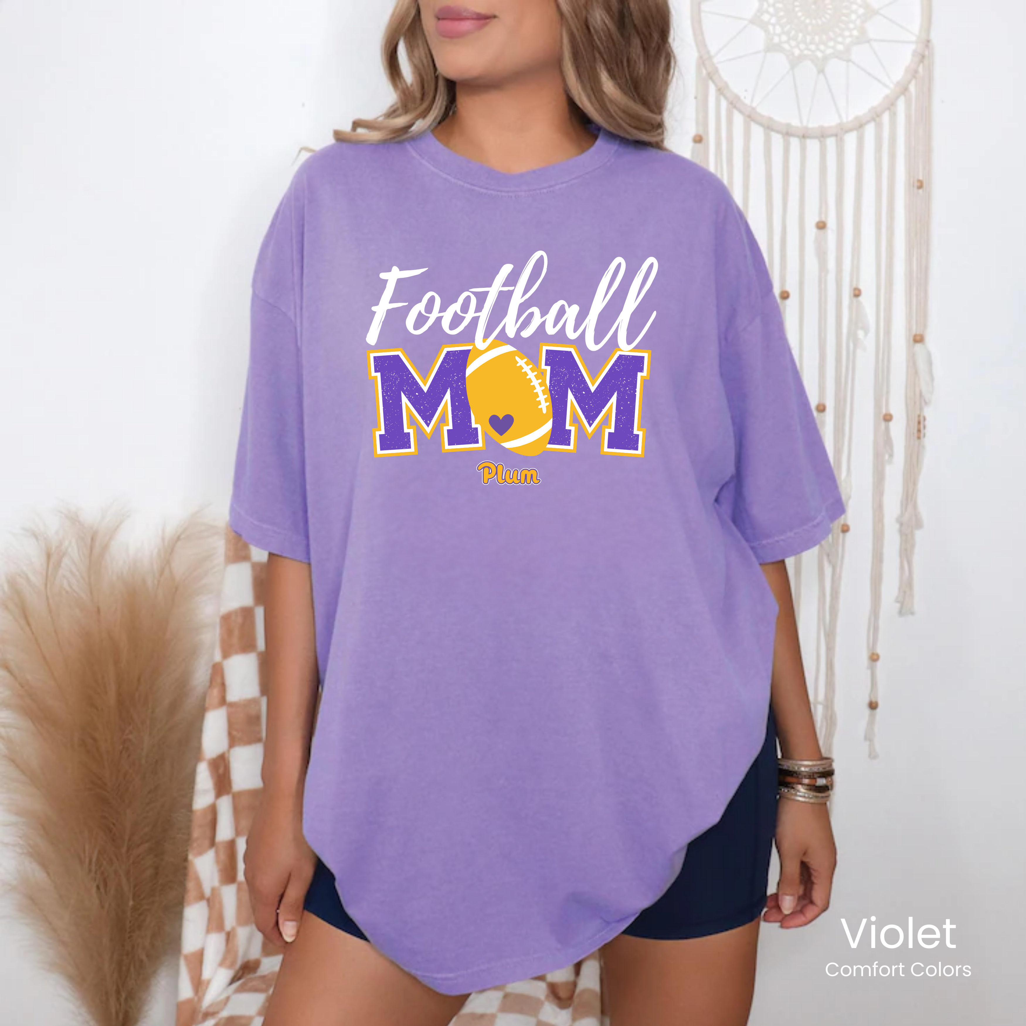Comfort Colors Plum Football Mom Tee