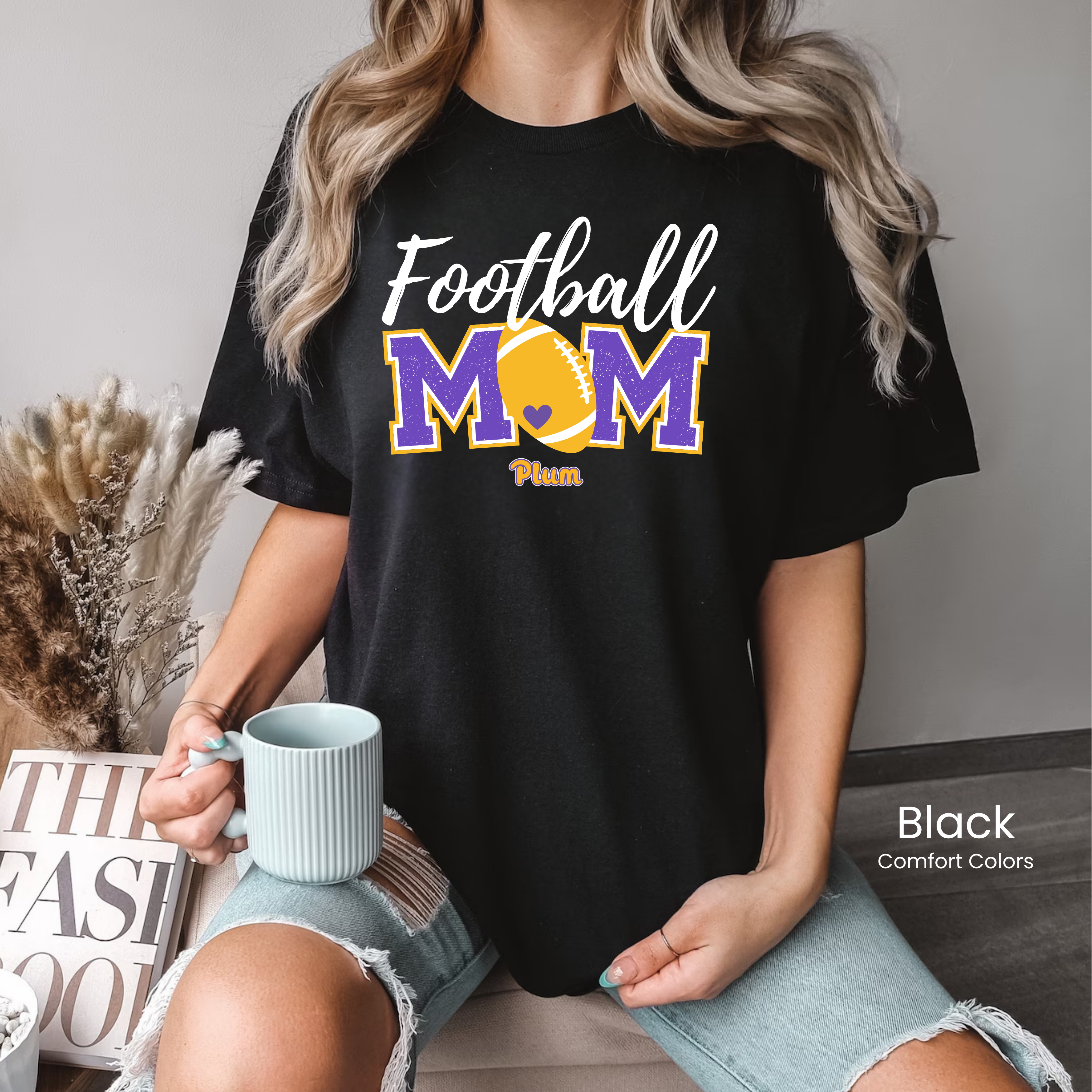 Comfort Colors Plum Football Mom Tee