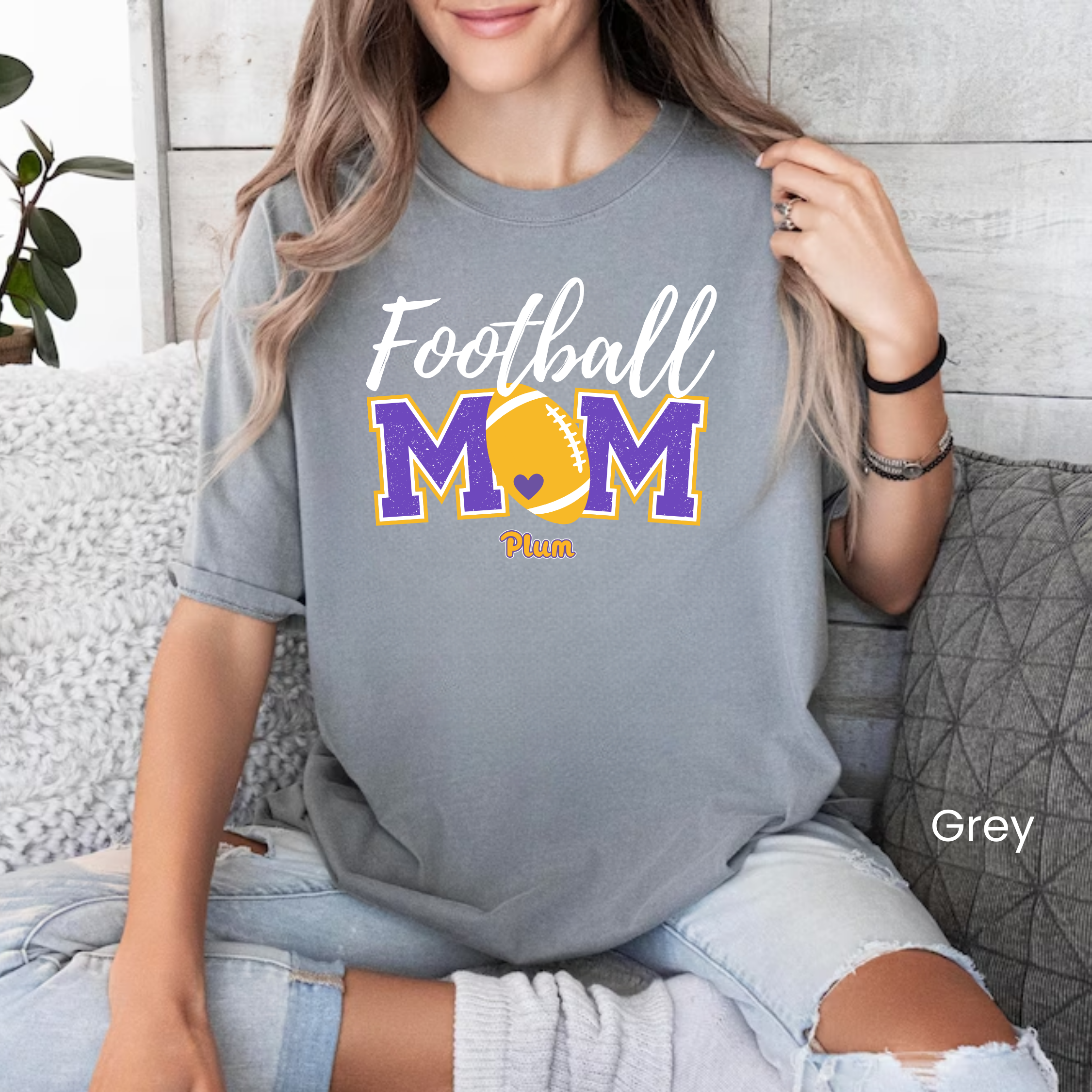 Comfort Colors Plum Football Mom Tee