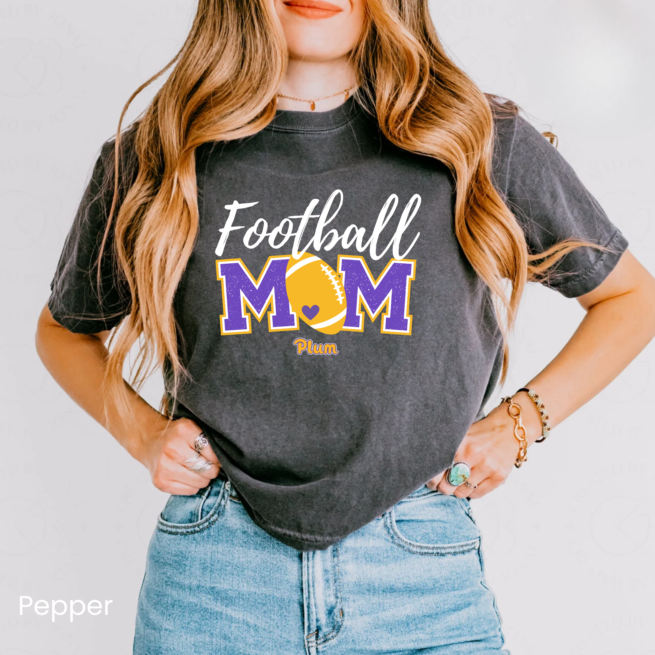 Comfort Colors Boxy Crop Plum Football Mom Tee