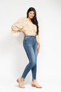 Baylee High Rise Button Fly Skinny Jeans