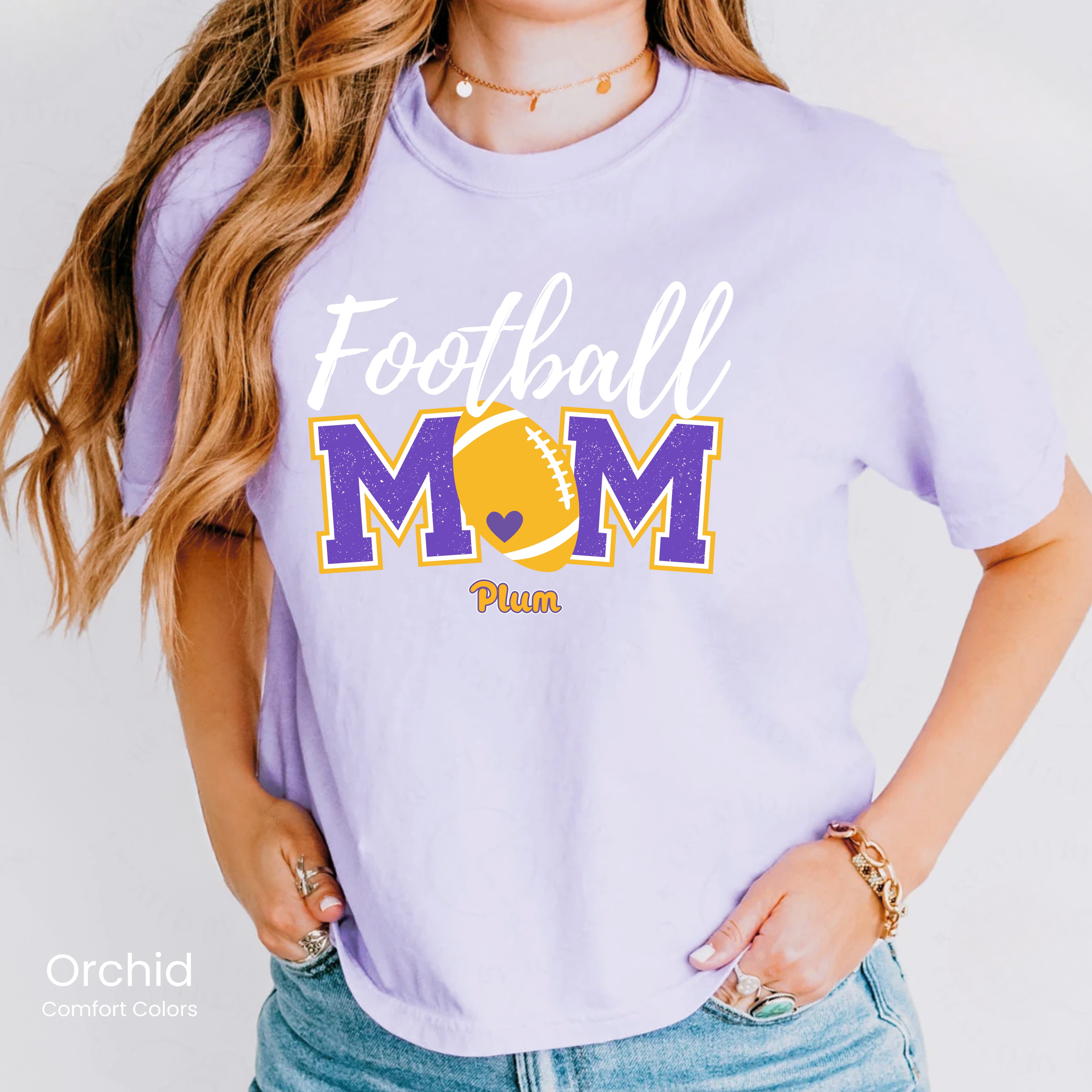 Comfort Colors Boxy Crop Plum Football Mom Tee