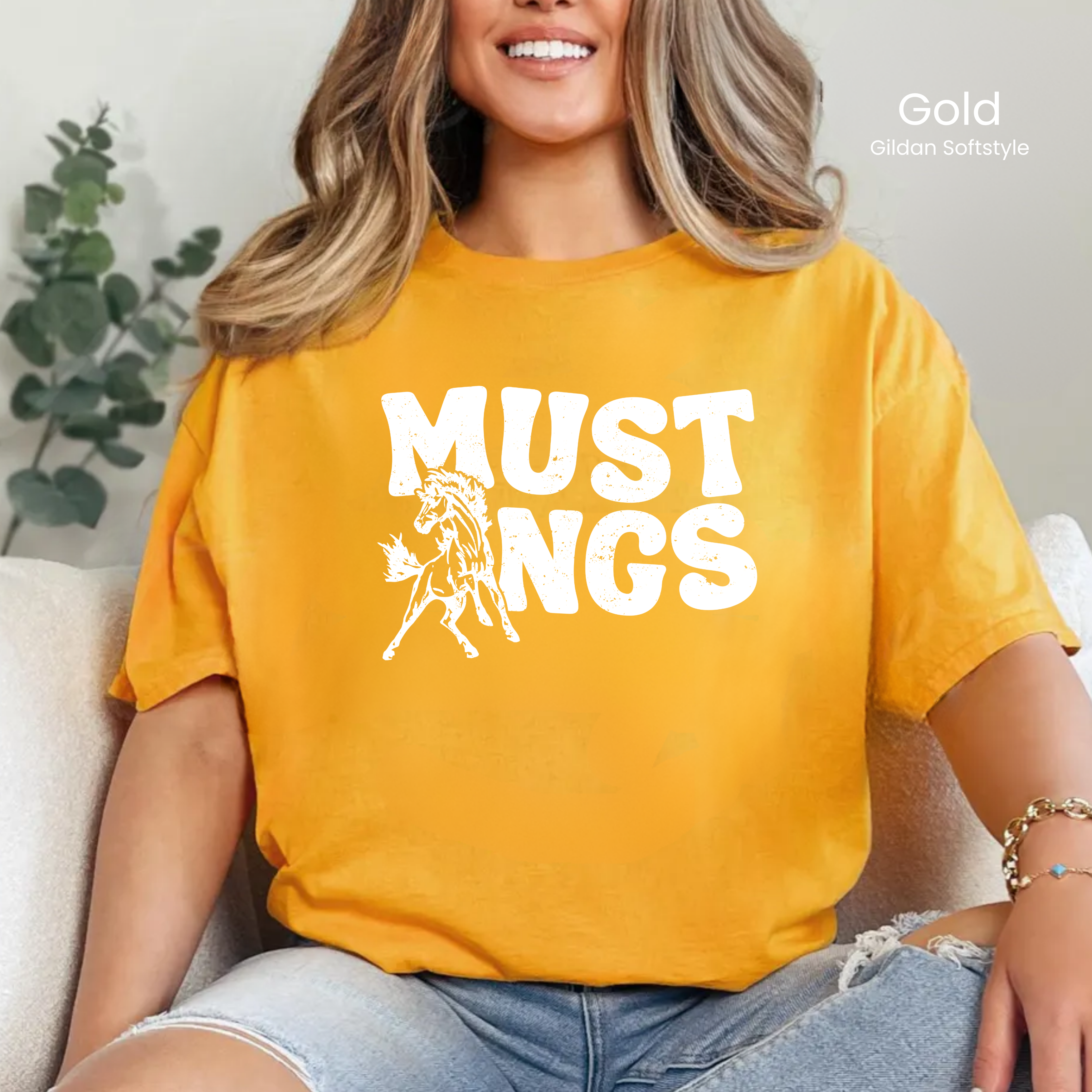 Gildan Softstyle White Groovy Mustangs Tee