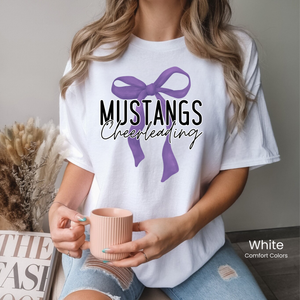 Comfort Colors Mustangs Cheerleading Bow Tee