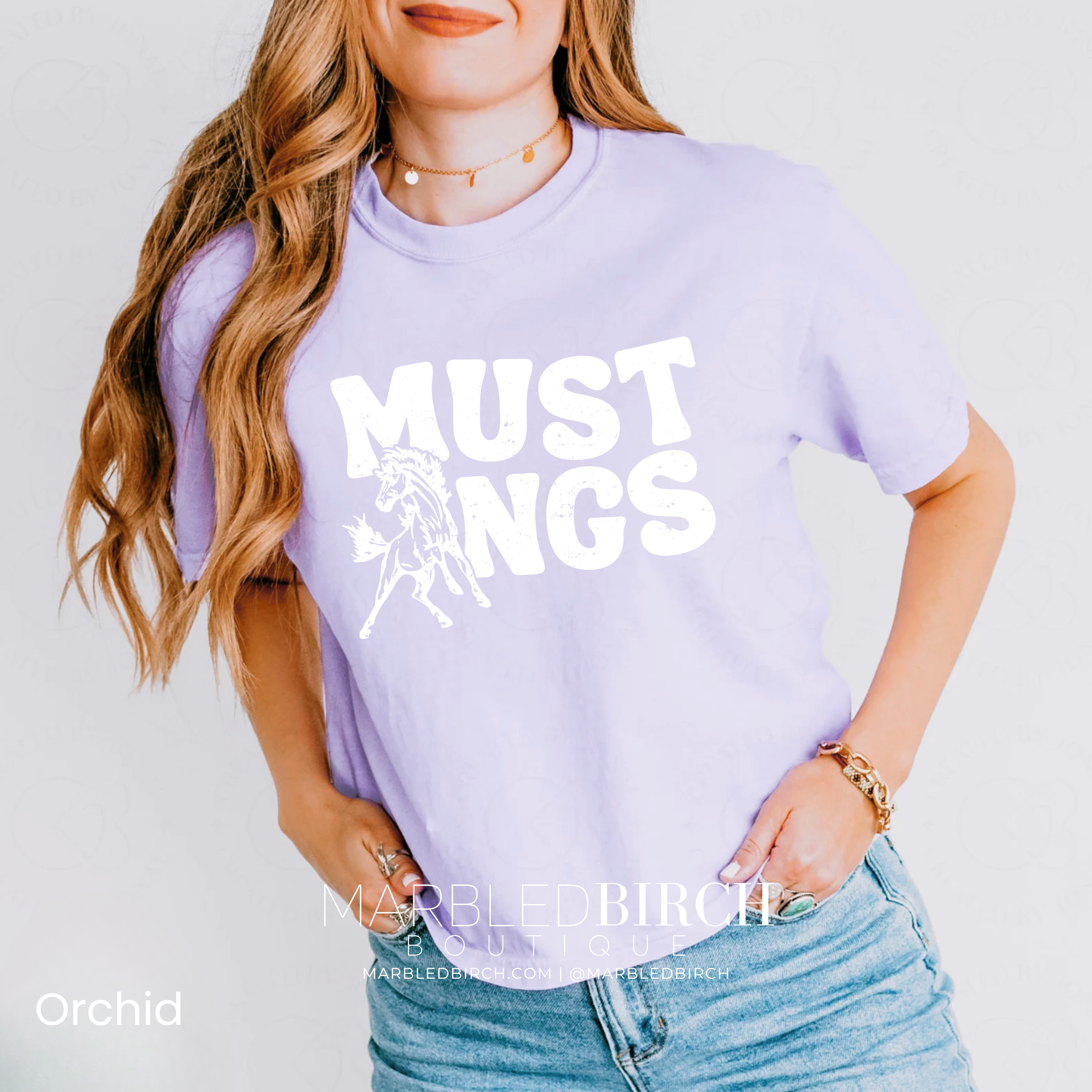 Groovy Mustangs Tee in White