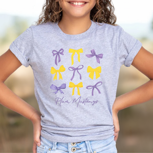 Youth Plum Mustang Bows Tee