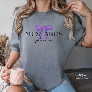 Comfort Colors Plum Mustangs Bow Tee
