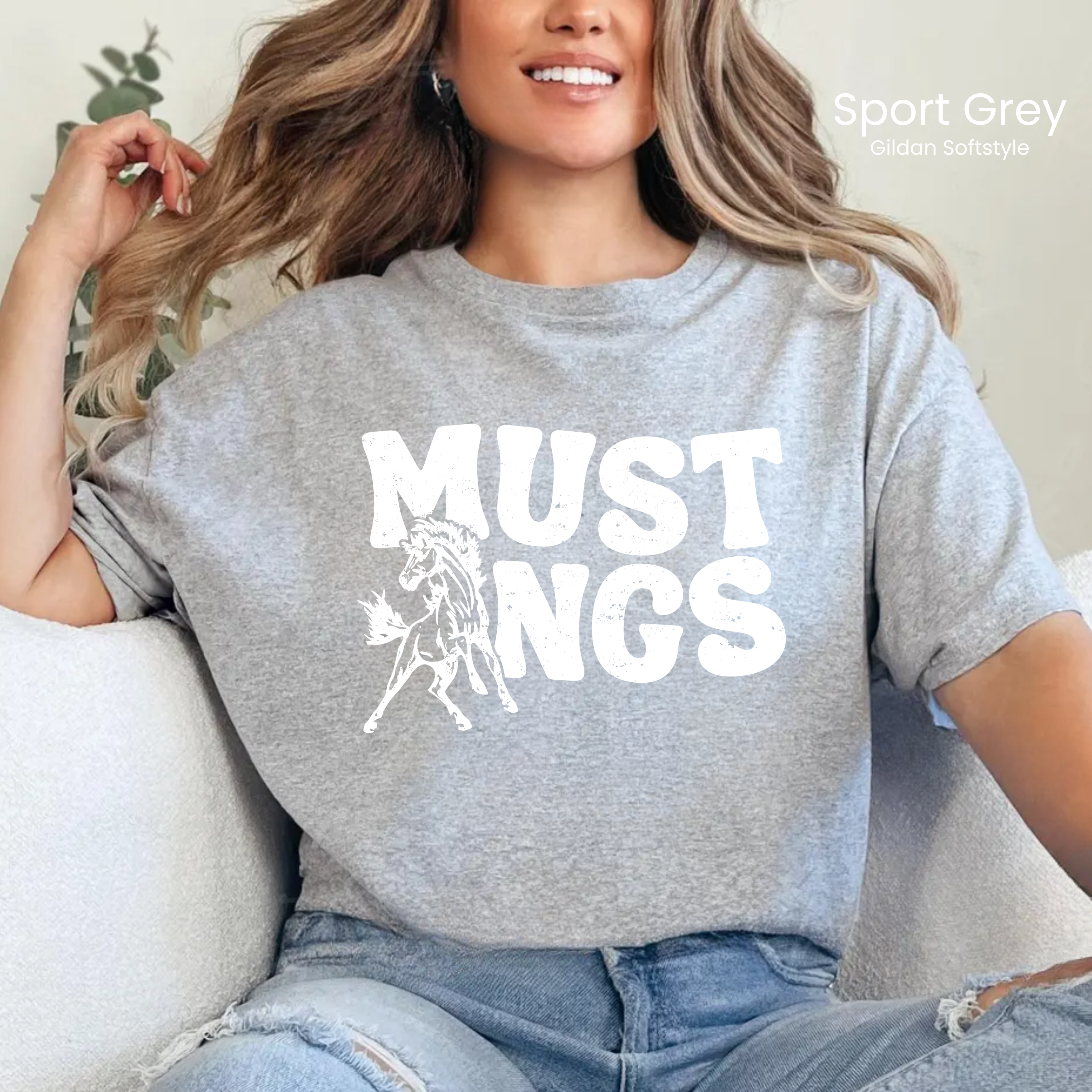 Gildan Softstyle White Groovy Mustangs Tee