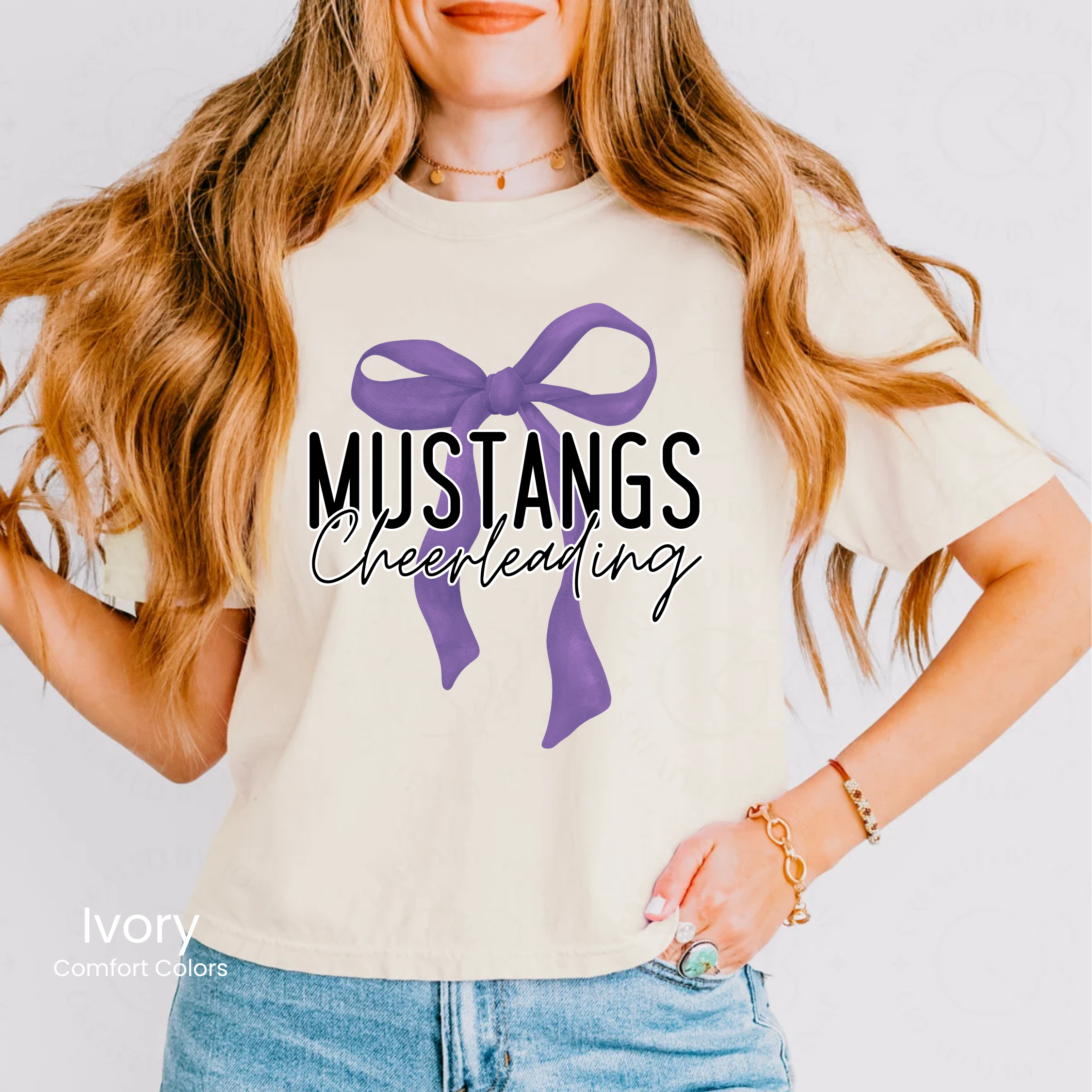 Comfort Colors Boxy Crop Cheerleading Bow Tee