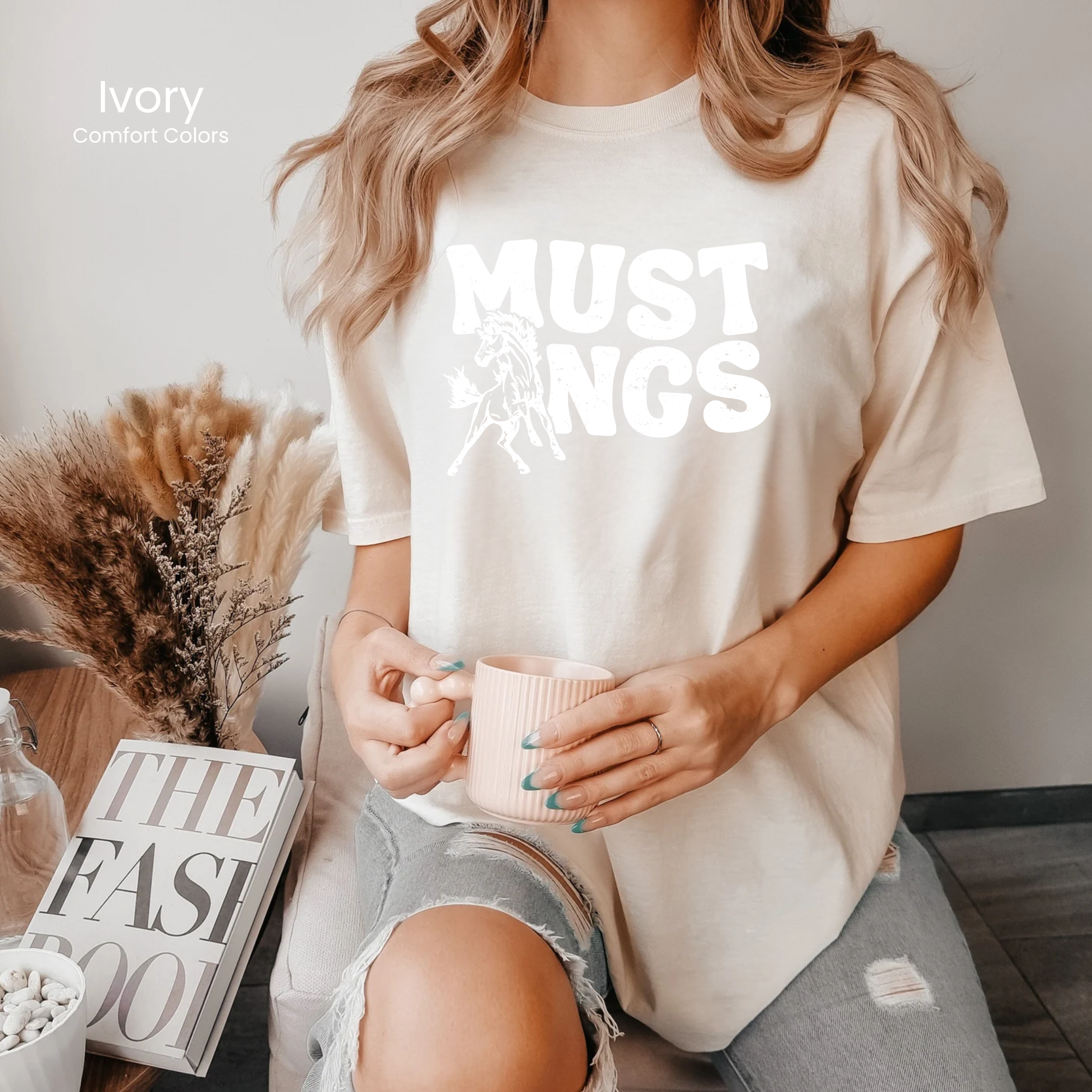 Comfort Colors White Groovy Mustangs Tee