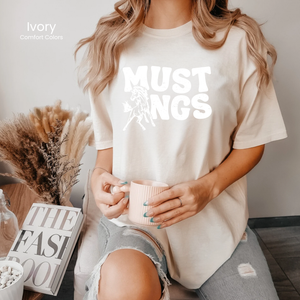 Comfort Colors White Groovy Mustangs Tee