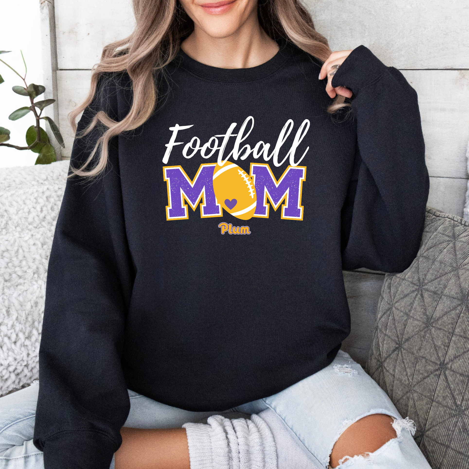Gildan Softstyle Plum Football Mom Sweatshirt