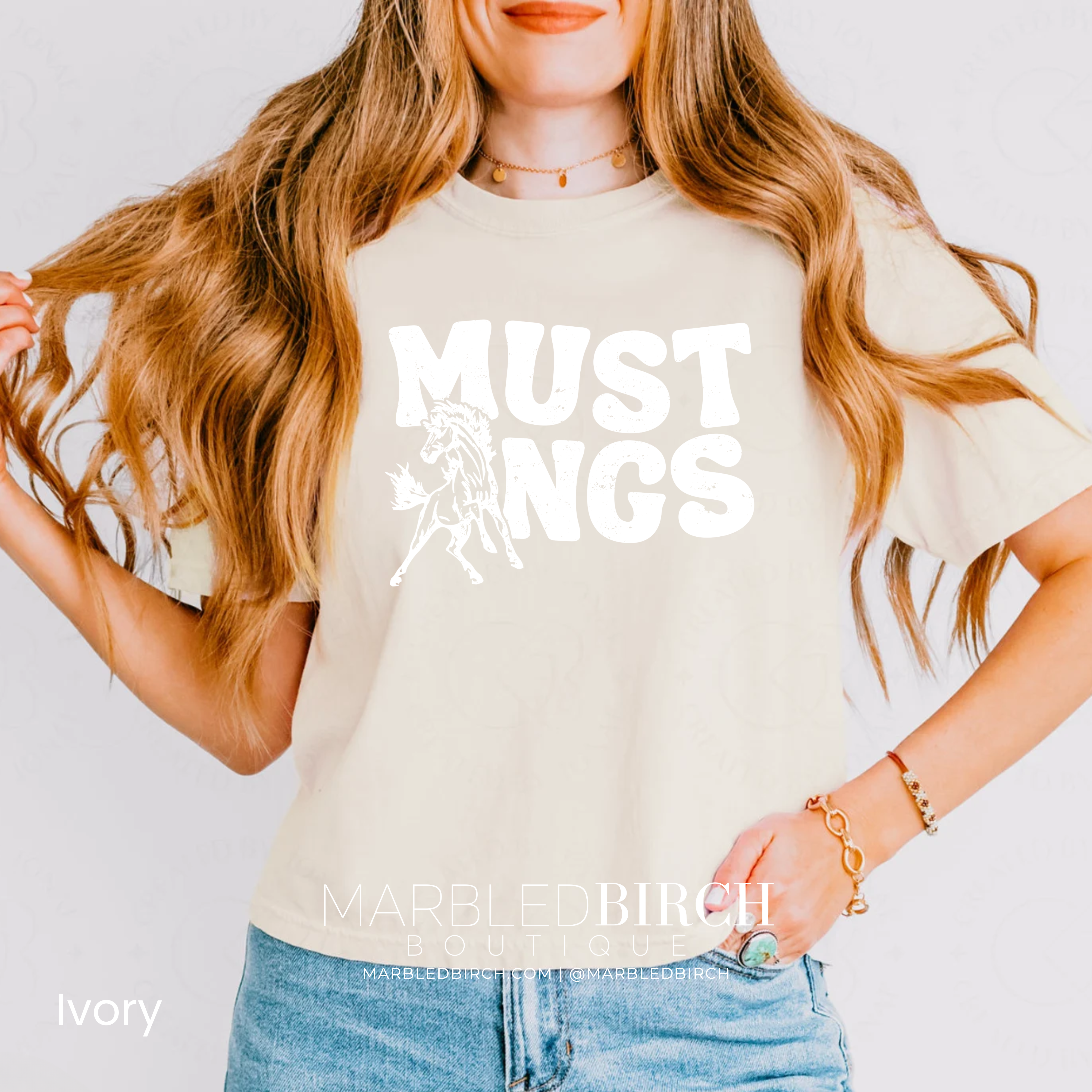 Groovy Mustangs Tee in White