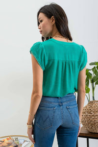 Petal Tassel Sleeve Blouse in Kelly Green