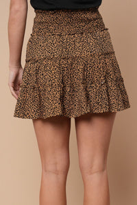 Leopard Smocked Waist Tiered Skirt