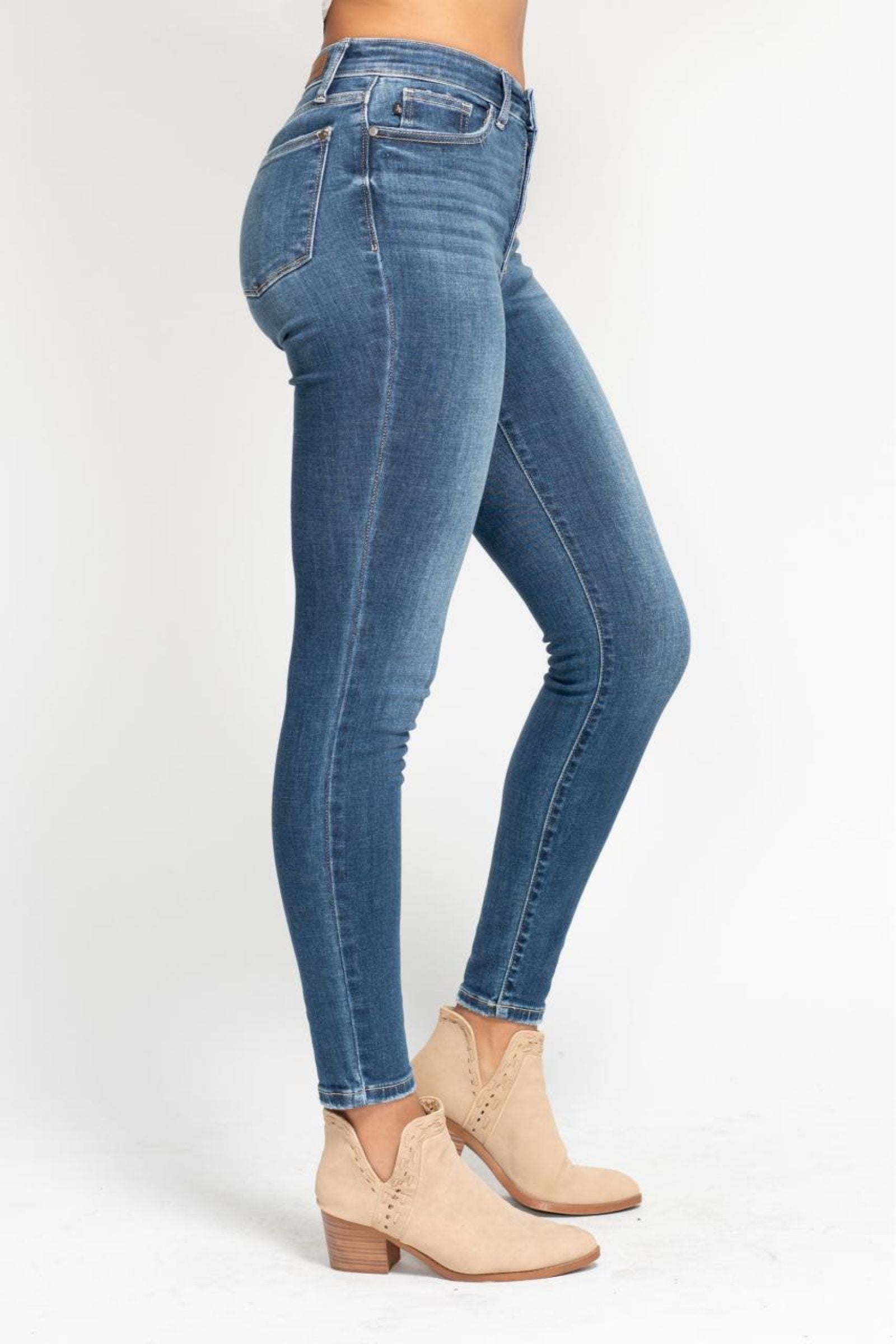 Baylee High Rise Button Fly Skinny Jeans