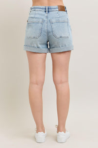 High Rise Cuffed Jogger Denim Shorts