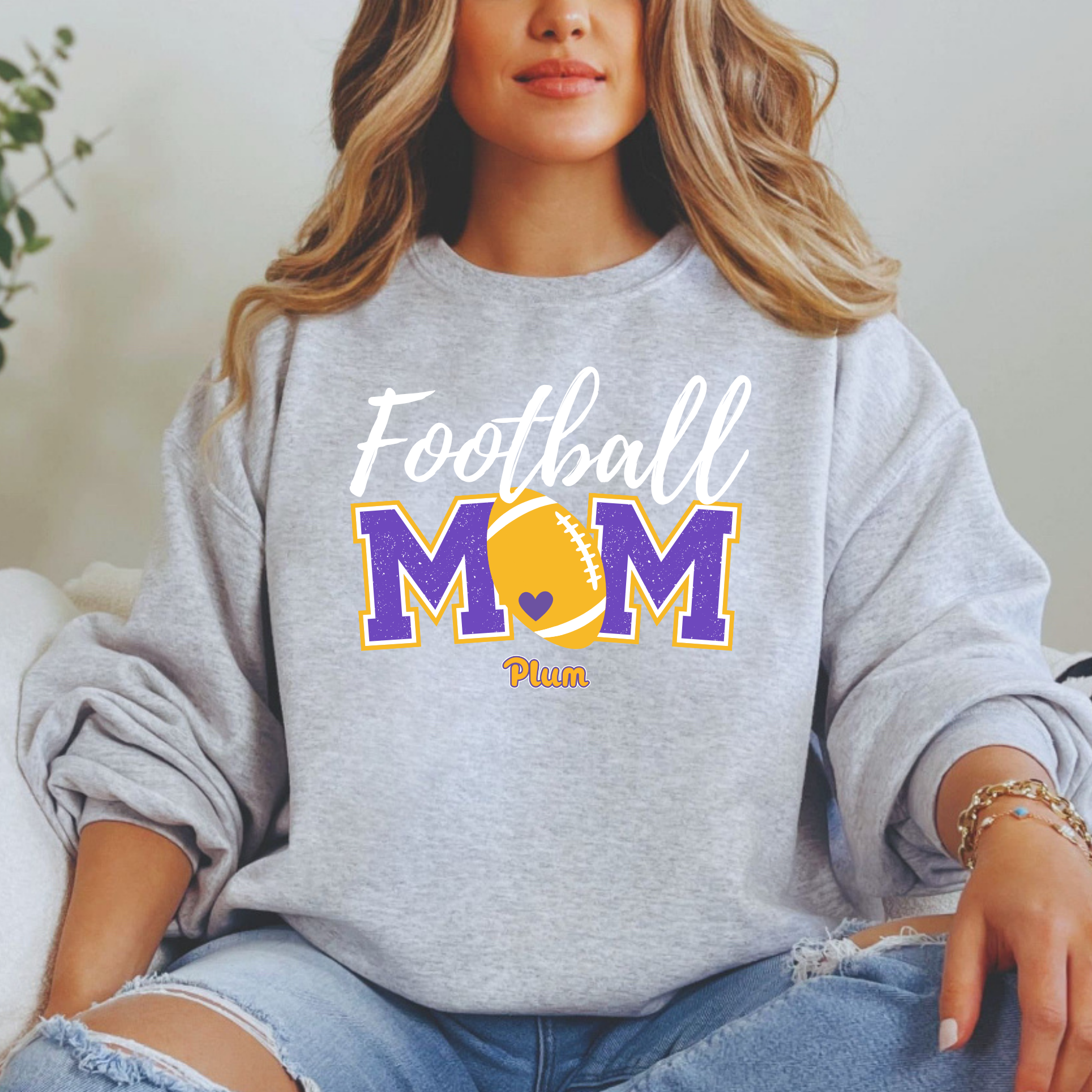 Gildan Softstyle Plum Football Mom Sweatshirt