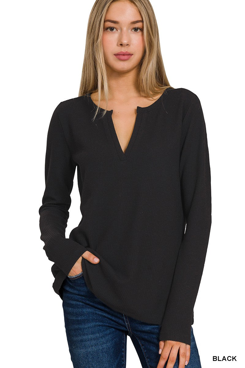 Not So Basic Long Sleeve Top in Black