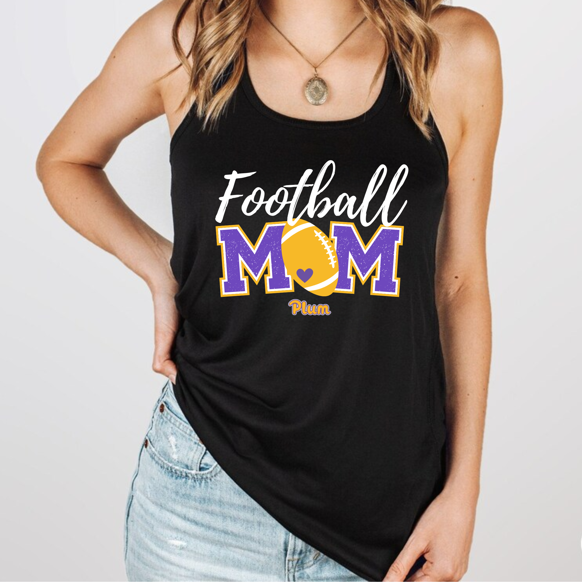 Plum Football Mom Flowy Racerback Tank